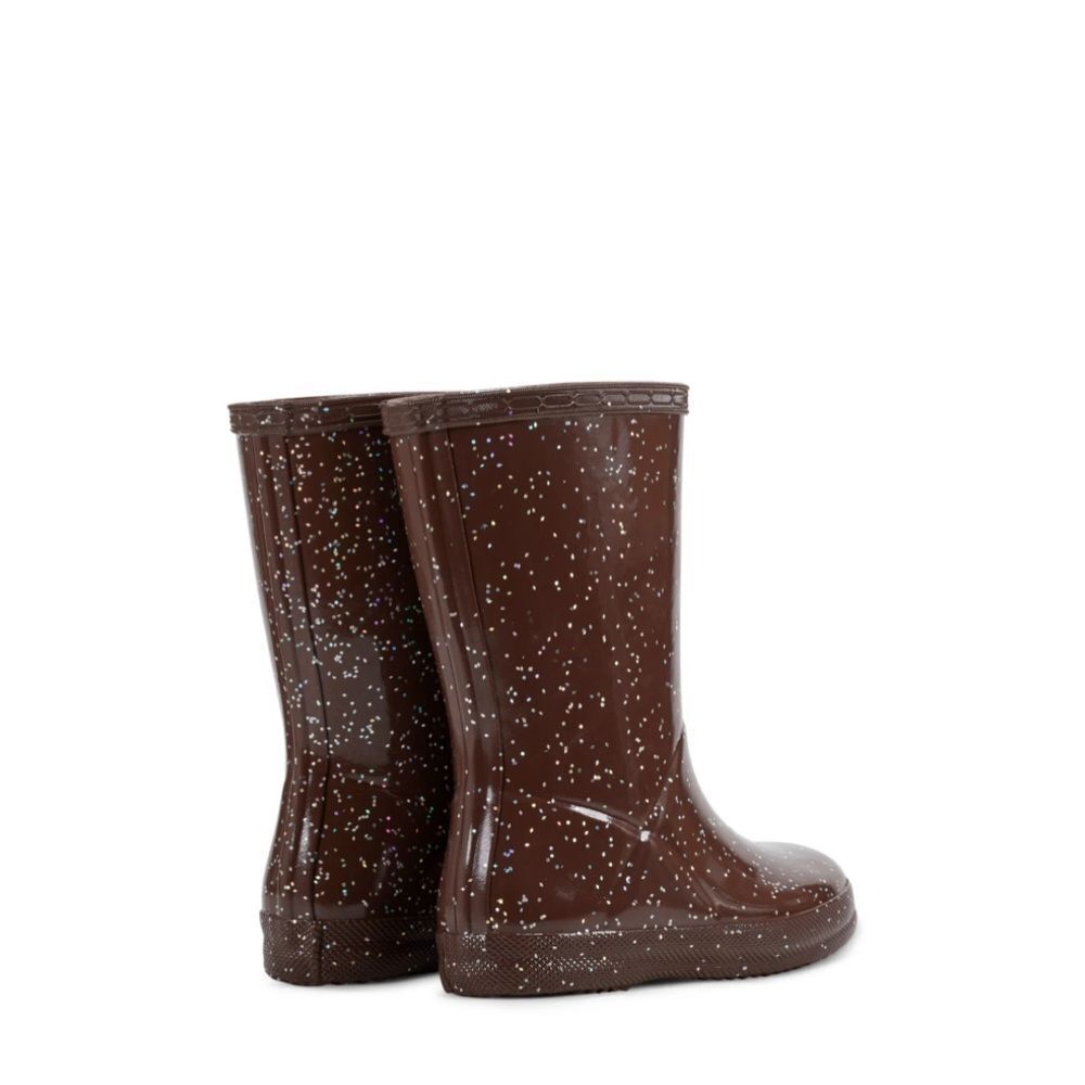 Hunter Brown Bolt Glitter Classic Rainboot Sz 12